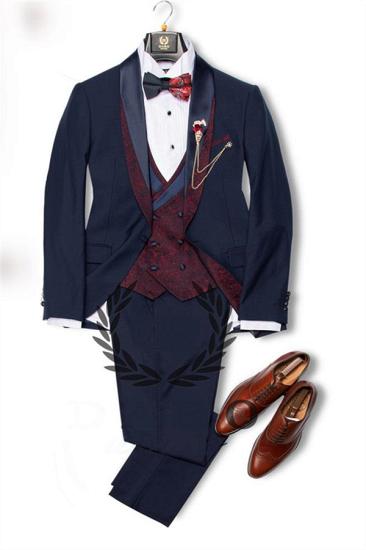 Gorgeous Navy Blue 3 Pieces Mens Tuxedo | Bridesgroom Suit Dinner Party Fitting Suit_2