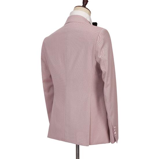 Fashionable double breasted pointed lapel men's suit | Unique pink men's suit_4