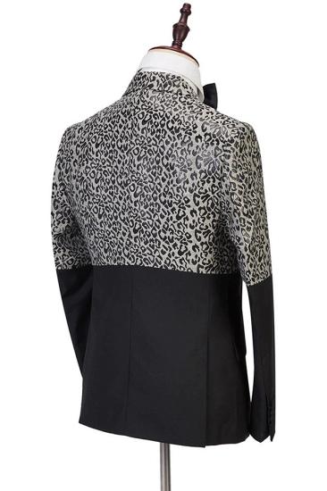 Gorgeous Cool Leopard Print Black Double Breasted Men Suits_4