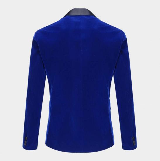 Chic Royal Blue Peak Lapel Men Suits | Classic Velvet Best Prom Tuxedo_2