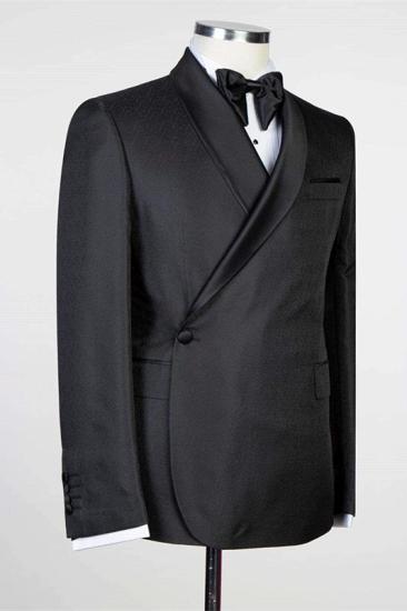 Fashion Simple Black Shawl Lapel Men Suits for Wedding_2