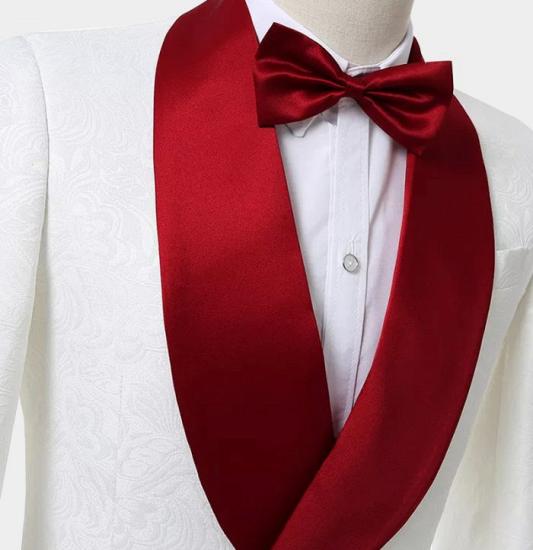 Advanced Double Breasted Floral White Men Suits | Unique Two Pieces Slim Fit Tuxedo_3