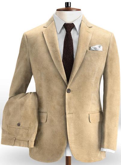 Latest Design Single Breasted Corduroy Tuxedo for Men | Two Pieces Striped Men Suits Online_2