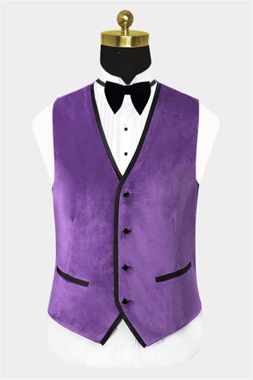 Zane Purple Velvet Tuxedo with Peak Lapel | Three Pieces Slim Fit Prom Men Suits_2