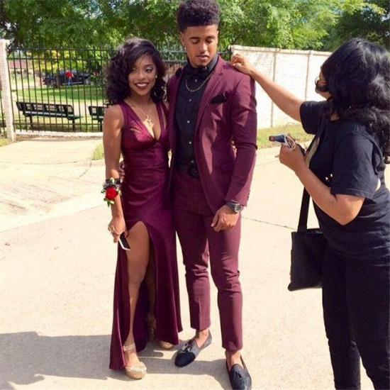 Thaddeus Elegant Burgundy Two-Piece Slim Fit Prom Men Suits Online_2