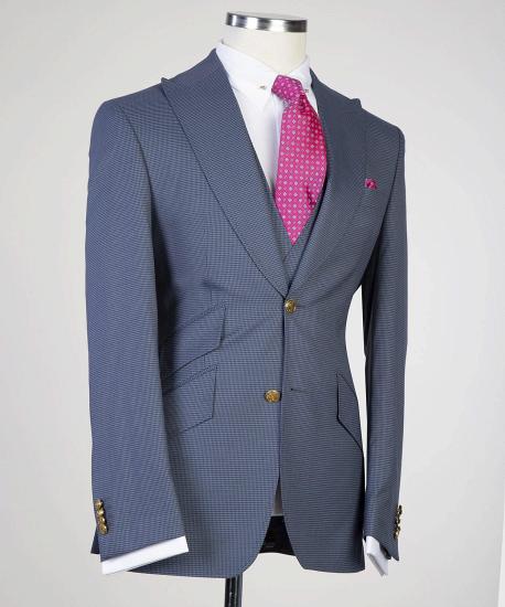 Sterling Newest Grey Three-Pieces Peaked Lapel Men Suits For Business_3