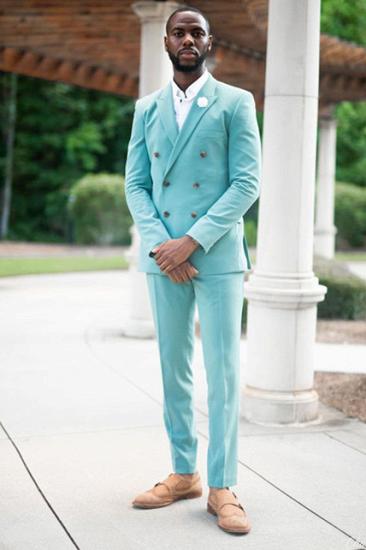 Modern Sky Blue Fashion Double Breasted Peaked Lapel Prom Suits for Men | happnessmall_1