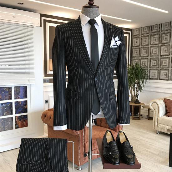 Finn Stylish Black Striped Notched Lapel Formal Jackets For Men_2