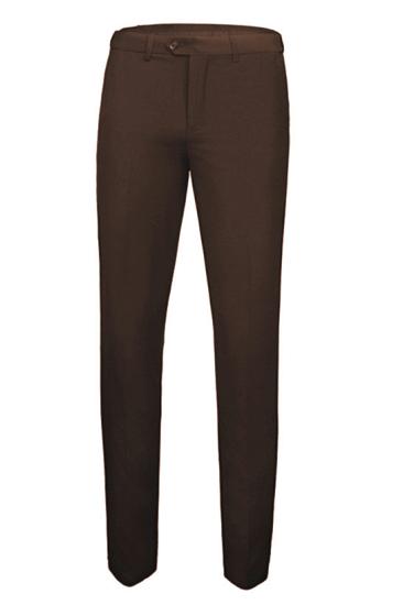 Gage Brown Flip Collar Slim Fit Men's Business Three Piece Set_2