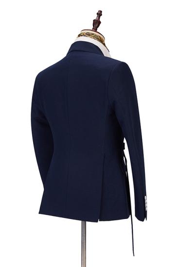 Latest Design Navy Blue Peaked Lapel Men Suits Online_2
