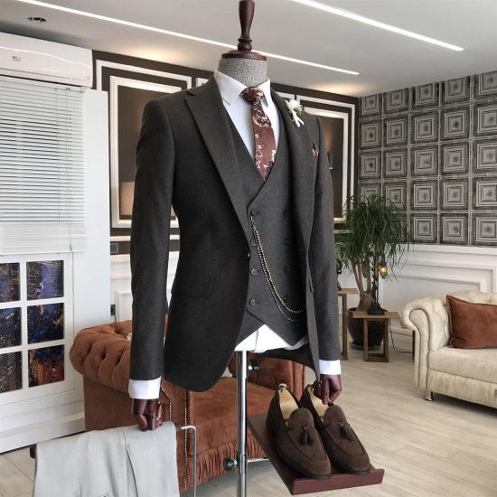 Wilder Fashion Black 3-Pieces Notched Lapel Men Suits For Business_2