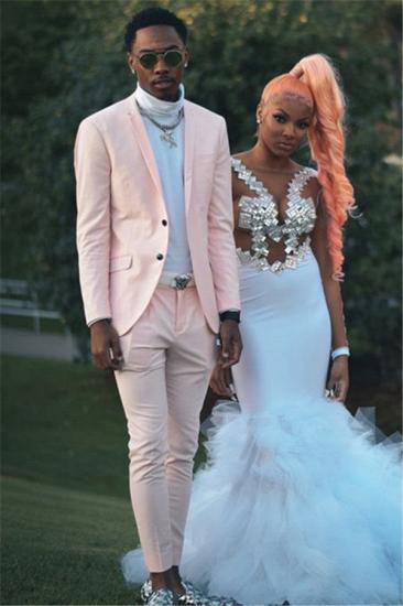 Hugo Modern Stylish Pink Slim Fit Prom Men Suits_2