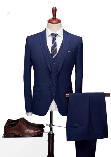 Classical Dark Navy Notched Lapel Formal Suits | Three Pieces Men Suits for Prom