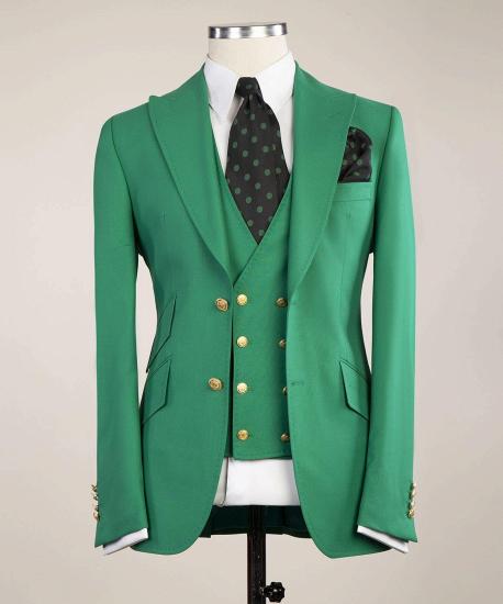 Mia New Design Green Peaked Lapel Slim Fit Stylish Prom Men Suits_5