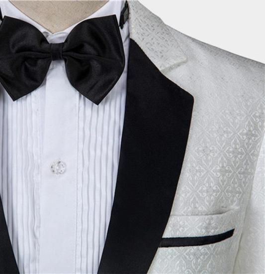 Unique White Vintage Dinner Suits | Print Floral Tuxedo for Men_3