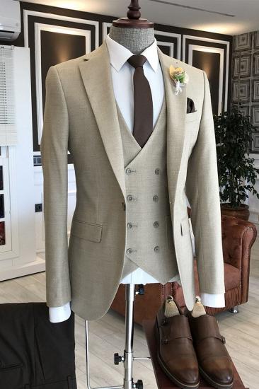 Evelyn Popular Light Brown 2 Flaps Double Breasted Notched Lapel Waistcoat Business Suits For Men_1
