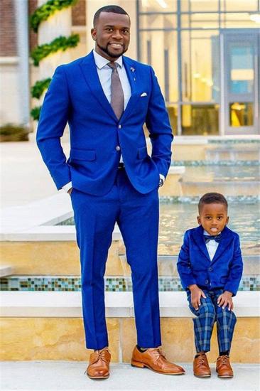 Caius Simple Royal Blue Peaked Lapel Best Fitted Wedding Groomsmen Suits_1