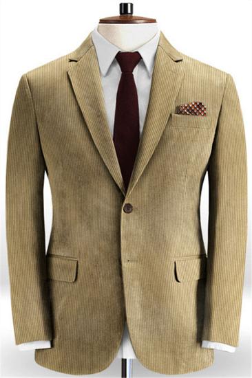 Advanced Camel Striped Notched Lapel Tuxedo | Slim Fit Business Men Suits