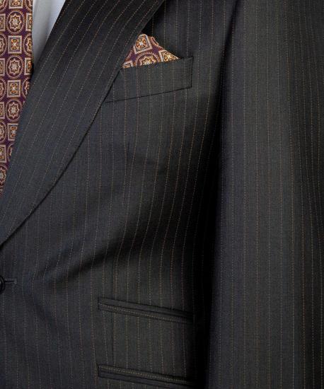 Modern Black Stripe Peaked Lapel Three Pieces Men Suits for Business | Happnessmall_2