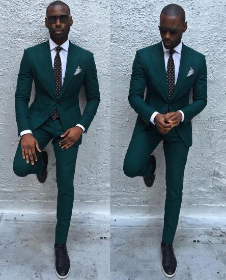 Neville Lastest Dark Green Slim Fit Mens Business Suit With Peaked Laple_3