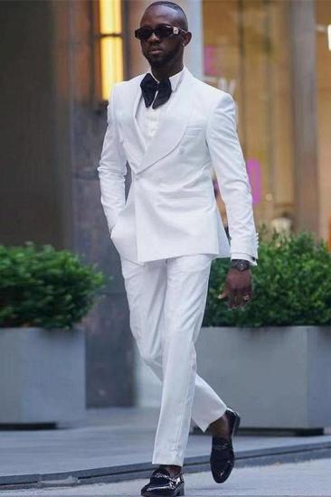 Titos White Slim Fit Shawl Lapel Double Breasted Men Suits for Wedding