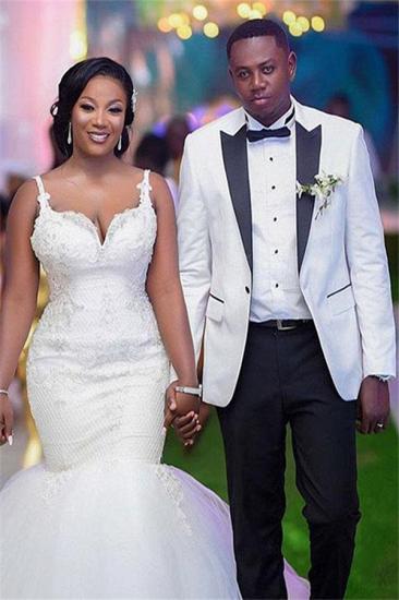 Zephyr Stylish White One Button Peaked Lapel Wedding Groom Suits_1