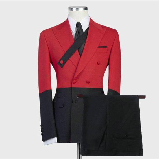 Chic Red Double Breasted Slim Fit Stylish Men Suits for Prom_2