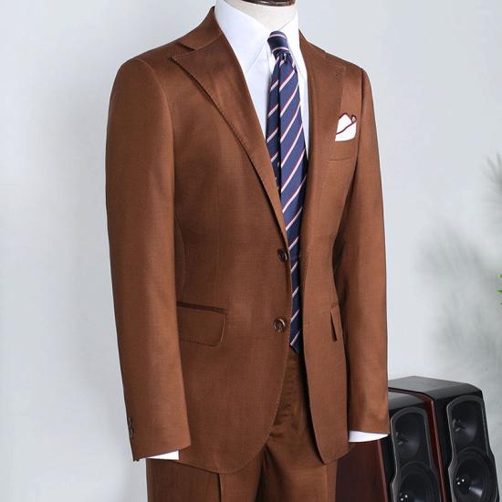 Samuel Trendy Caramel 2 Pieces Peaked Lapel Slim Fit Man's Suit For Business_2