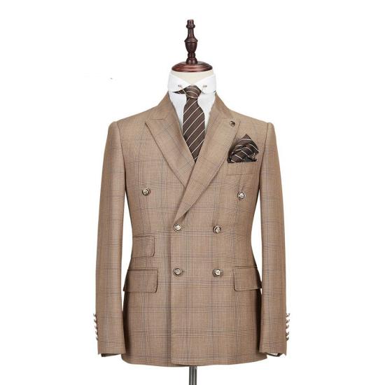 Chic Double Breasted Peaked Lapel Fashion Men Suits for Business_3