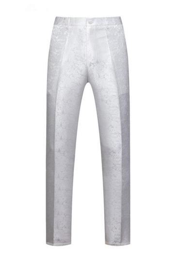 Finnian White Jacquard One Buttons Wedding Men Suits With Black Lapel_3