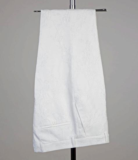 Fashionable White Jacquard Shawl Lapel Three Pieces Men Suits For Wedding | Happnessmall_4