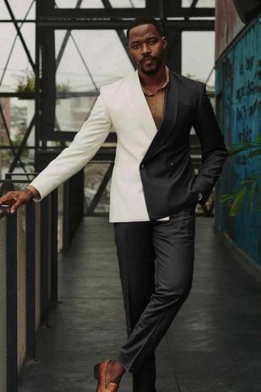 Jasper Popular Black Slim fit Double Breasted Prom Suits With Shawl Lapel_1