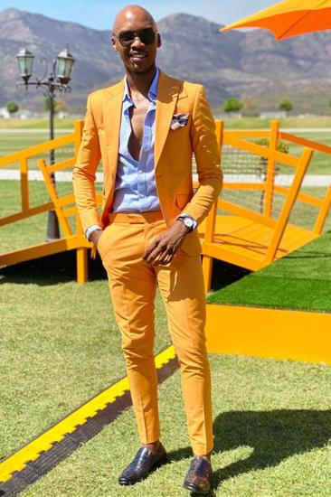 Unique Yellow Peaked Lapel Best Fitted Latest Design Prom Men Suits | happnessmall_1