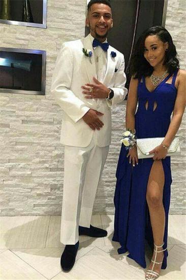 Jethro Stylish White Simple Two Pieces Shawl Lapel Men's Suit for Prom_1