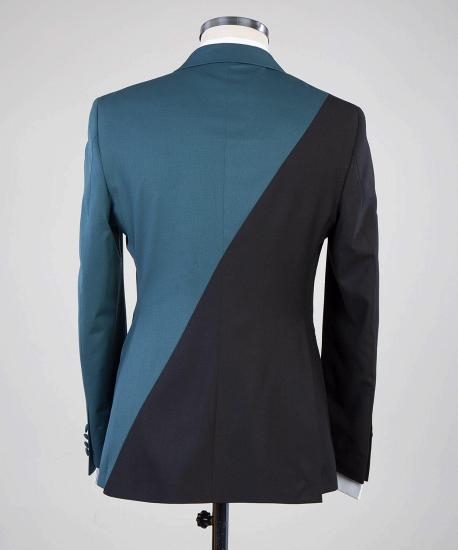 Latest Design Dusty Blue And Black Double Breasted Peaked Lapel Men Suits for Prom_2