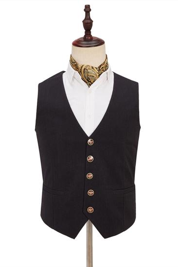 Unique Light Khaki Notch Lapel 3 Piece Men's Suit with Dark Coffee Waistcoat_3