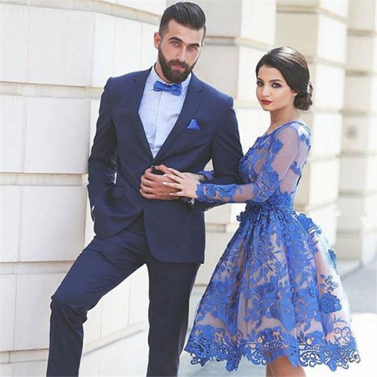 Hugo Dark Navy Slim Fit Men Suit | Notched Lapel Two Piece Prom Suit_2