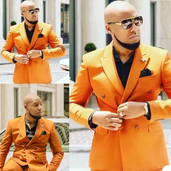 Evangelia Stylish Orange Peaked Lapel Slim Fit Prom Men Suits_3