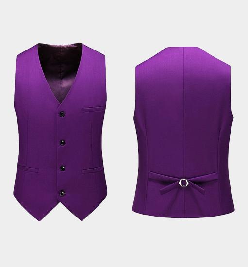 Chic Purple Men Suits For Prom | Three Pieces Tuxedo with Notched Lapel_3