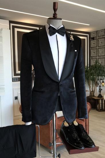 Dimitris New Arrival Stylish Shawl Lapel Slim Fit Velvet Wedding Tuxedox_1
