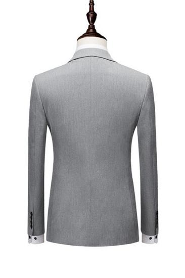 Gentle Silver Double Breasted Peaked Lapel Slim Fit Men Suits_2