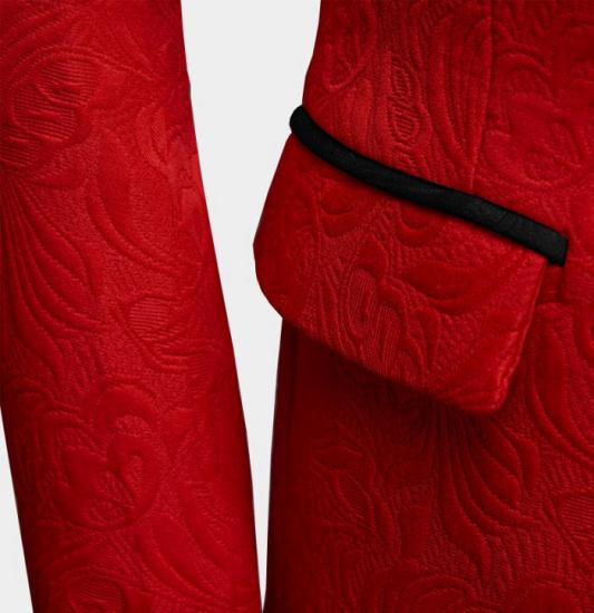 New Arrival Red Floral Tuxedo | Bespoke three Pieces Men Suits with Black Lapel_4