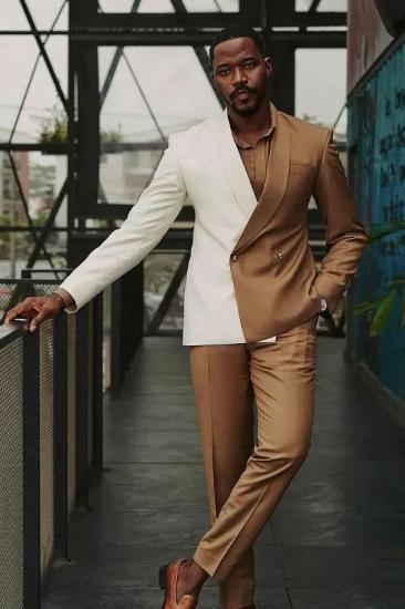 Browm Popular Slim fit Shawl Lapel Double Breasted Prom Suits | Happnessmall