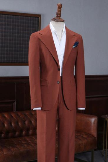 Modern Red Notched Lapel 2 Button Slim Fit Business Suit_1