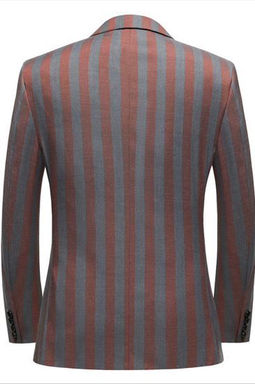 Dashiell Modern Red and Gray Stripes Double Breasted Prom Men's Suits_2