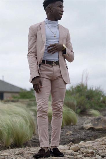 Finn Stylish And Simple Pink Slim Fit Two Piece  Prom Men Suit_1