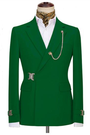 New Arrival Dark Green Notched Lapel Men Suits For Business with Buckle