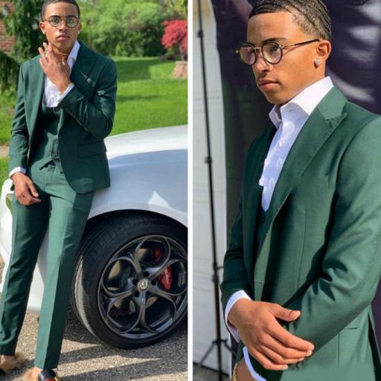 Jovan Simple Dark Green Slim Fit Three-Pieces Men Suits_2