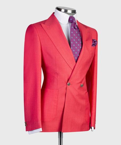 Samuel Stylish Red Fashion Double Breasted Peaked Lapel Prom Men Suits_3