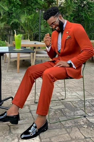 Layla New Arrival Orange Notched Lapel Close Fitting Prom Men Suits_2